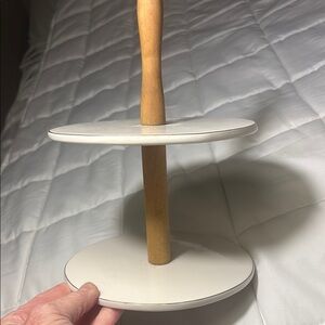 Two-Tier White Ceramic White Tray Stand